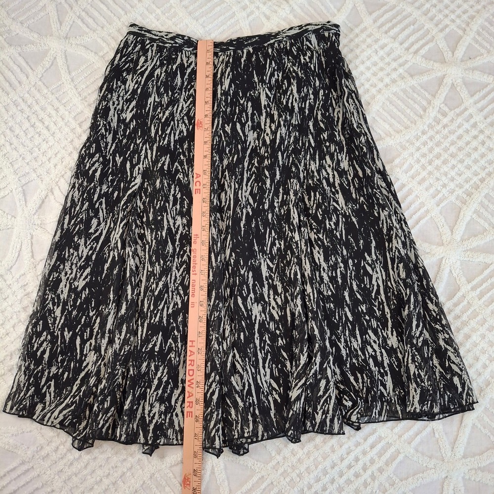 Coldwater Creek Womens Medium Black White Abstract Print Chiffon Midi Skirt - Picture 2 of 7